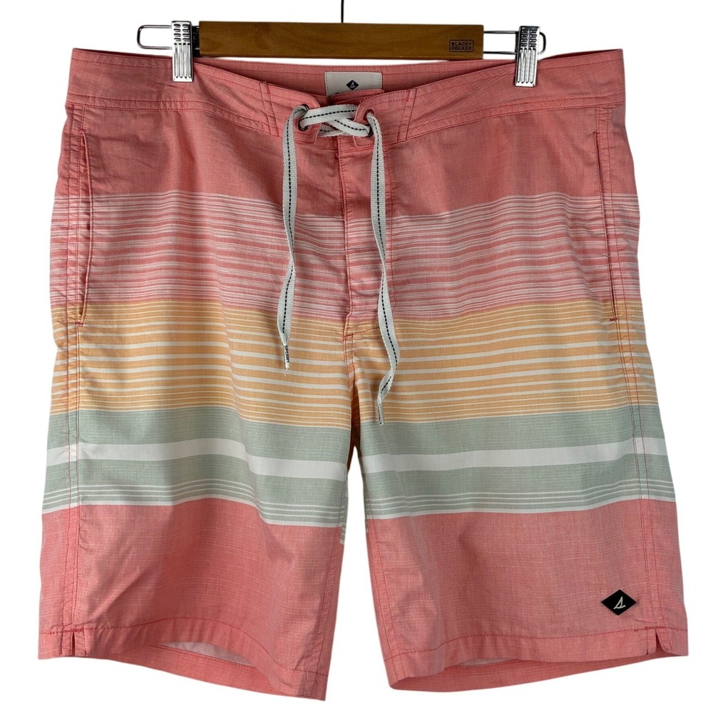 Sperry Men's Size 34 Pink Striped Board Shorts Swim Trunks 8" Inseam - Picture 2 of 10